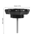 Side view of the Spare Tire Bolt Replacement 3.77 Inch Wheel Mounting Screw Clamp Hardware, black plastic and metal