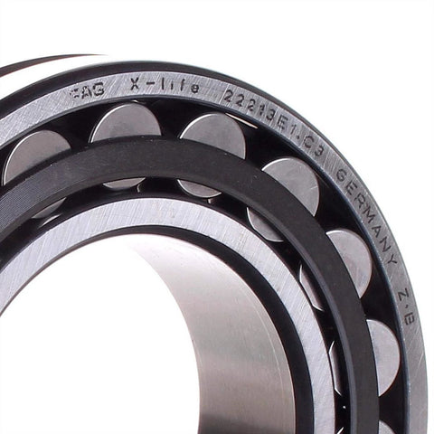 Close-up of Spherical Roller Bearing Double Row 65mm Bore 22213 E1 C3 For Heavy Radial Loads And Axial Misalignment In Industrial Equipment