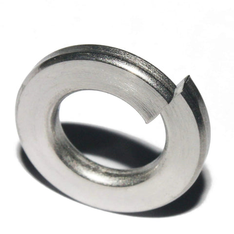 Split lock washer for 5/16 in screws, 18-8 stainless steel, close-up view