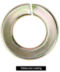Split Lock Washer Grade Eight Thru Hardened Steel Yellow Zinc Plated showing yellow zinc coating detail