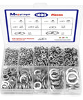 Open Spring Lock Washer Kit in Nine SAE Sizes 304 Stainless Steel For Fasteners with labeled compartments.