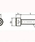Technical drawing of SPS-M5-30-C-NBK Plastic Screw - Socket Head Cap Screws - PPS 10-Pack Screws - Made in Japan for automation use.