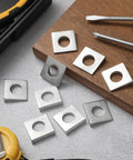 Square Beveled Washer Set for precise leveling and secure fastening, 10 pieces in 1/2 and 1-1/8 inch sizes, galvanized carbon steel.