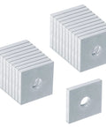 Premium 20 Pack Square Strut Washer Plates for 1-5/8 Channel with 3/8 Bolt Size, carbon steel electrogalvanized finish, stack view.