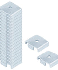 Stack of square washers for 1/4 inch bolts, featuring 5/16 inch holes, electro-galvanized for corrosion resistance, pack of 20