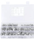 160Pcs 304 Stainless Steel Spring Clips Hose Clamps Set In Eight Sizes 6.5 To 18 Millimeter for fuel pipes in plastic case