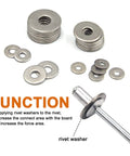 Stainless Steel Backup Rivet Washers Set For Blind Rivets 325 Pcs with rivet and washers showing different sizes