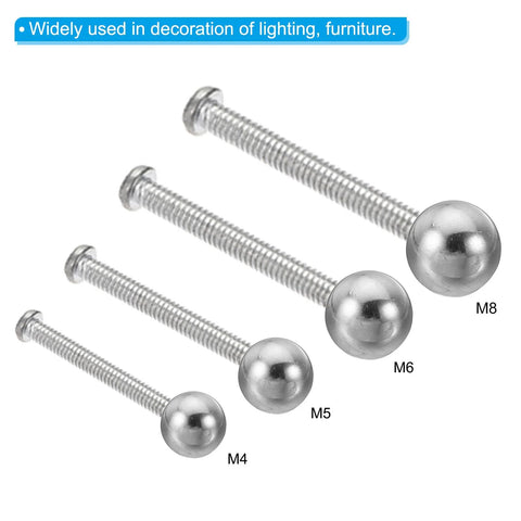 M8x25mm Ball Nut Knobs 2 Pack in 304 Stainless Steel Round Blind Hole Screw Cap Cover compared with different sizes M4-M8