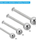 M4x15mm Ball Nuts Knob, 4 Pack Female Thread 304 Stainless Steel, displayed with varied sizes for lighting and machinery use, silver
