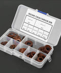 Assorted Stainless Steel Belleville Disc Springs for Heavy Loads and Shock Absorption in a plastic storage box