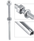 Close-up of Stainless Steel Cable Railing Hardware Kit 10 Pack One Eighth Inch Gauge showing tensioner and threaded stud.