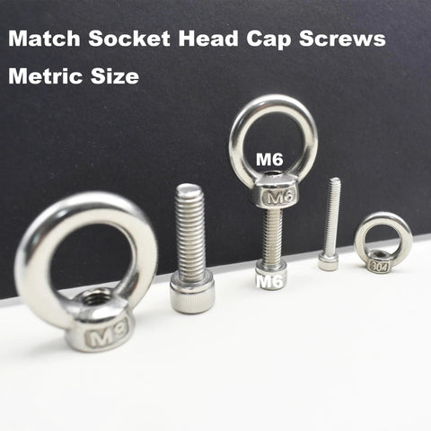 Assorted metric size lifting eye nuts including 10 Pack M3 Stainless Steel Lifting Eye Nuts With Shoulder Ring For Rigging And Lifting.
