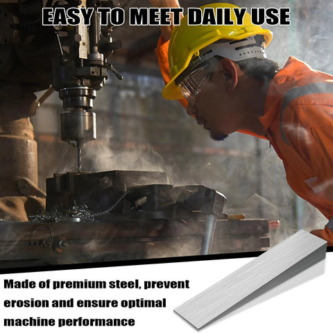 Worker using lathe machine with a 6 Piece Stainless Steel Flange Wedge Set For Lathe Machines 18x32x152mm Beveled