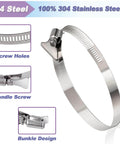 4 Pack Three Inch Hose Clamps Set Adjustable From Two And A Half Inch To Three And A Half Inch Diameter 304 Stainless Steel With Easy Turn Thumb Screw Worm Gear Clamp For Securing Hoses In Automotive Dryer And Mechanical Systems