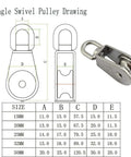 Stainless Steel M32 Pulley Steel Wire Pulley Single Wheel Swivel Lifting Pulley Single Sheave Block For Wire Rope Wheel 2pcs