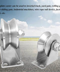 3in Stainless Steel Sliding Gate Wheels V Groove Track Roller Heavy Duty Pulley Smooth Rolling Double Bearing Plate Caster V-Shaped Bracket Roller for V Track Rail, Rolling Driveway Gate