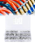 160Pcs 304 Stainless Steel Spring Clips Hose Clamps Set In Eight Sizes 6.5 To 18 Millimeter in plastic case, hose connection view