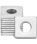 Stainless Steel Square Washer Plate Set For M8 Bolts 20x20mm 2mm Thick With 8mm Inner Diameter Ten Pack stacked