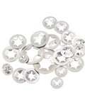 Assorted stainless steel starlock washers from kit featuring 7 sizes M3 to M12 for external push ring use.