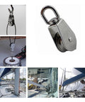5-Pack Stainless Steel 304 Single Sheave Swivel Eye Rope Pulley 15mm 20mm 25mm 32mm 50mm Rigging Hardware Lifting Swivel Pulley(15mm)