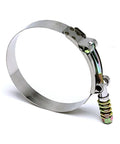 Spring Loaded Stainless Steel T Bolt Clamp SAE 60 For 2.5 Inch ID Hose Polished One Piece Fits 70mm To 78mm 2.76 To 3.07 Inch Range