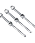 Stainless Steel Cable Railing Hardware Kit 10 Pack One Eighth Inch Gauge showing tensioners and studs on white background.