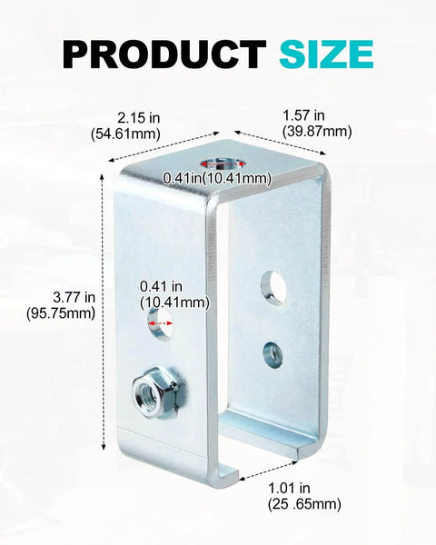 Organize and secure heavy items with a durable stainless steel hanger bracket designed for 1-5/8 inch UNISTRUT channels, showing dimensions.