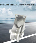 3in Stainless Steel Sliding Gate Wheels V Groove Track Roller Heavy Duty Pulley Smooth Rolling Double Bearing Plate Caster V-Shaped Bracket Roller