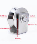 V Groove Wheel Stainless Steel Heavy Duty Wire Rope Pulley Block Sliding Gate Rollers Double Bearing Plate Caster Solid Track Wheels fence gate