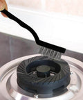 Using 15 Pcs Mini Stainless Steel Wire Brush Set for Cleaning Welding Slag Rust on appliance with curved handle brush