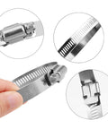 Close-up of 10 Pack 3 Inch Stainless Steel Hose Clamps Worm Gear Duct Clamps Adjustable 3 to 3.5 Inch 75 to 90mm.