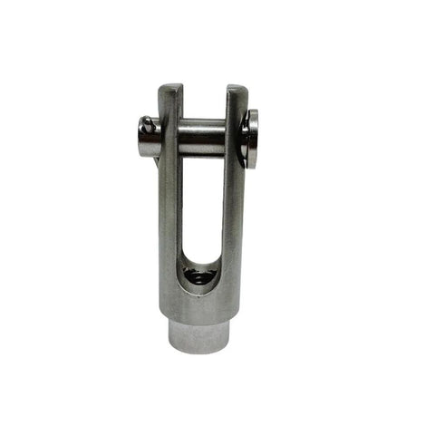 Stainless T316 Right Hand Threaded Yoke End Three Eighths Inch side view showing steel construction and threading detail