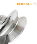Close-up of Stainless Steel 304 V Groove Gate Wheels Heavy Duty Track Roller With Double Bearing Plate Caster