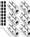 Six Piece 8mm Shaft Couplers Set with set screws and Allen wrench for dual 8mm shafts, machines, robots, CNC projects, steel build