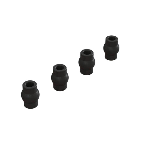 Ball End, 4x9x12.5mm (4), ARA330583, showing four black steel pivot balls with 9 mm diameter and 4 mm through-holes.