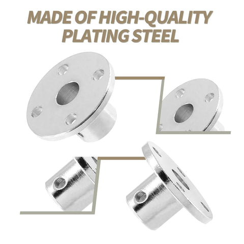 4 Piece 6mm Flange Coupling Connector Set With Rigid Shaft Hub And Wrench Includes 4 Flange Couplings 8 Fastening Screws And M3 Wrench For RC Motors And Model Gear Systems Precision Plated Steel.
