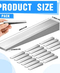 Steel Flange Wedge Beveled Set For Lathes And Welding Machines Right Angle Shims, 16-piece, showing dimensions and hand-held view