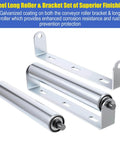 ✝️ 2 Pack 10 Inch Long Roller and Bracket Set, 1.5 Inch Diameter Galvanized Steel Conveyor Rollers, Front View