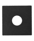 Square washer plates, 2.5 x 2.5 inches (63.5 x 63.5 mm) and 5.7 mm thick steel, front view with central hole for even load distribution