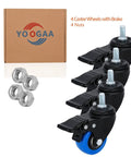 2-Inch Stem Caster Wheels Set Of 4 With 1/2-13 Threaded Stem featuring dual locking brakes, shown with nuts and packaging