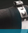 Stepless One Ear Clamp 7 Millimeter Band Width For Oetiker 167 Series Stainless Steel Clamp Installed on a Fluid Hose