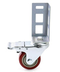 Storage Rack Caster Wheels 8 Pack with 3 Inch Polyurethane Wheels, close-up view of a heavy-duty locking caster wheel.