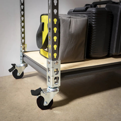 4Pc Storage Rack Caster Wheels Adapts To Boltless Self Locking Shelving Racks With 3 Inch Wheels And 1500 Lb Max Capacity Per Set installed