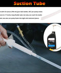 Lower Unit Gear Lube Fill Pump Set with Metric Adapter for Used with 32 oz Quart Bottles in use, showing suction tube and bottle connection.