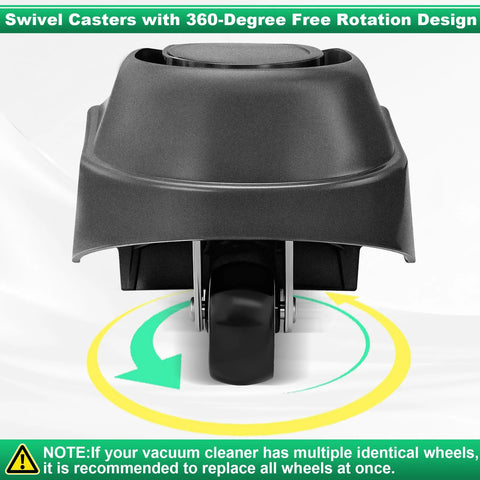 Replacement Foot Caster And Caster Wheel For Shop Vacuums 6 To 16 Gallon, showing front view of 360-degree swivel design.