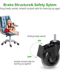 Three Inch Swivel Caster Set With Five Sixteenth Inch Threaded Stem Eighteen UNC Heavy Duty Casters For Hardwood Tile And Carpet