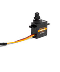 Side view of SX108 Micro Gear Servo, SPMSSX108 with full metal gears, 20T spline, and 4-inch extension wire for RC models.
