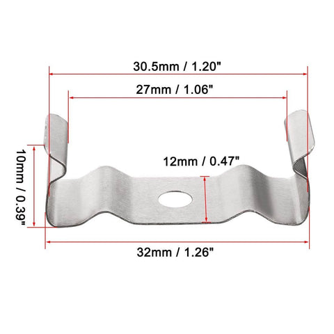 Dimensions of T8 Clips Bracket Hanger for Integrated Tube Light Fixture, Nickel-Plated Manganese Steel, Pack of 35.