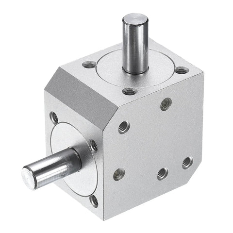 Tapered Bevel Gear Box 1 To 1 Right Angle Drive With 8mm Shafts For DIY Projects, aluminum frame, visible shaft ends