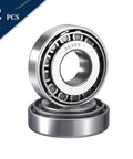 Compact, pre lubricated tapered roller bearing cone cup set, 25mm bore, 62mm OD, chrome steel GCr15, ABEC3, 2 pack.